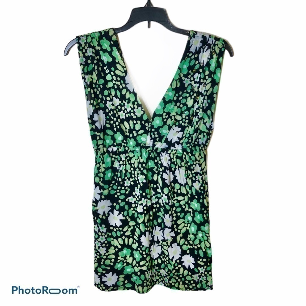 Tracy Reese Green Floral Top Sz P
